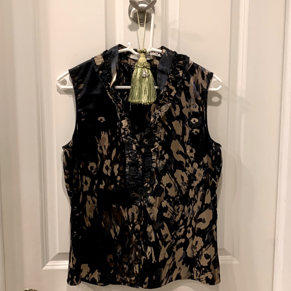 Tahari blue and gold silk shell SIZE MP